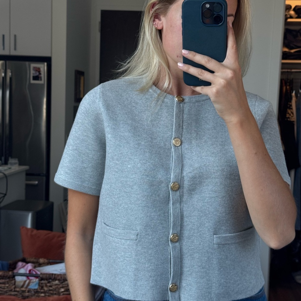 Abercrombie Gray Short Sleeve Cardigan